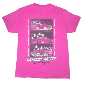 PERSAYA T-Shirt Unisex Medium Pink Extreme Racing Los Angeles Graphic